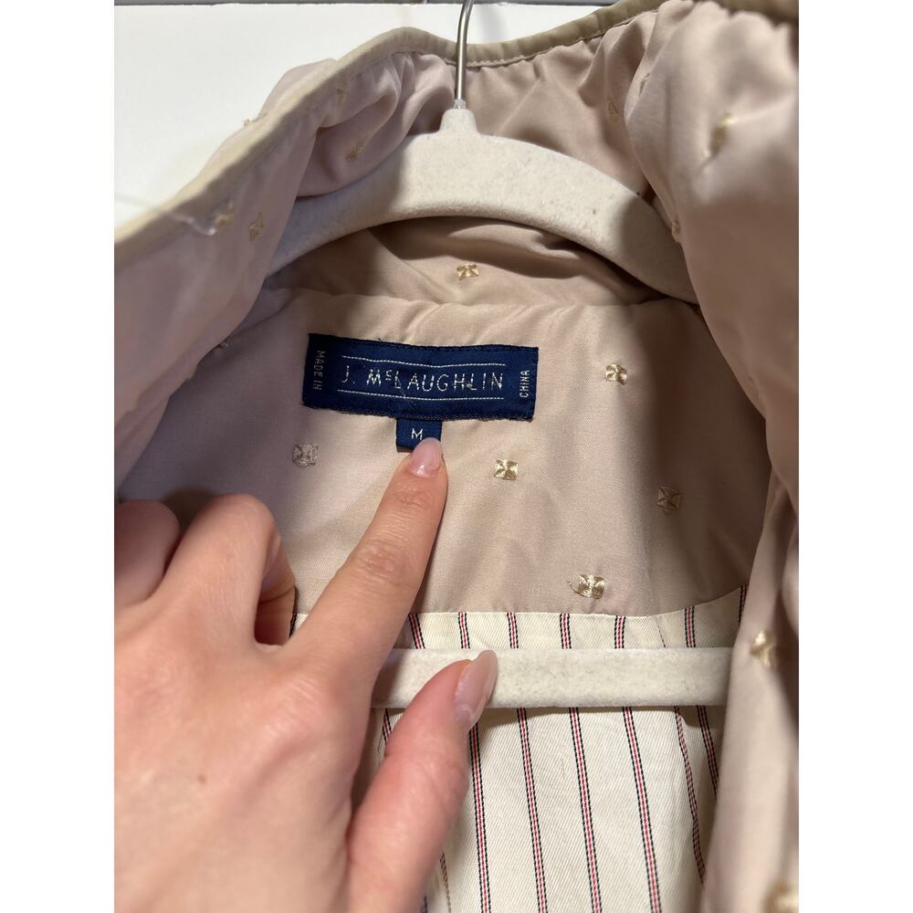 J. McLaughlin Embroidered Beige Quilted Jacket M - Picture 4 of 9